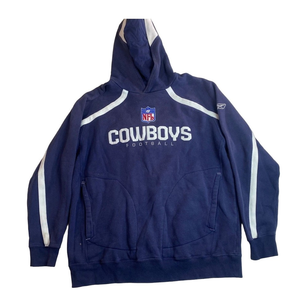 Vintage On Field Reebok NFL Dallas Cowboys Hoodie Sweater XL EX TG Blue